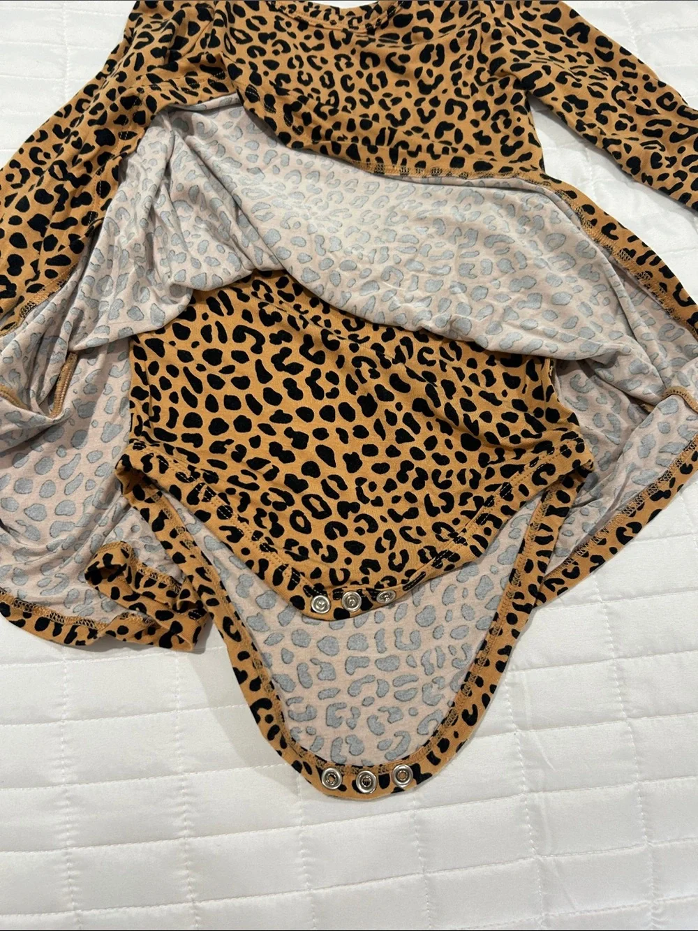 Long-Sleeve Leopard Print Kids Little Sleepies Dress